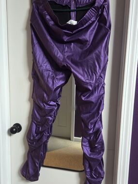 Purple Metallic Ruched Bottoms